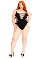 Sexy teddy, seamless, racerback, slashes, plus size